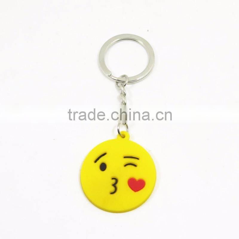 Yiwu Manre soft pvc/ rubber wholesale promotional funny face design 2d keychain