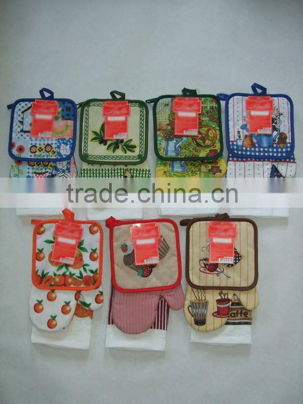 3 pcs printed cotton kitchen towel set pot holder oven mitten towel cheap items to sell wholesale alibaba