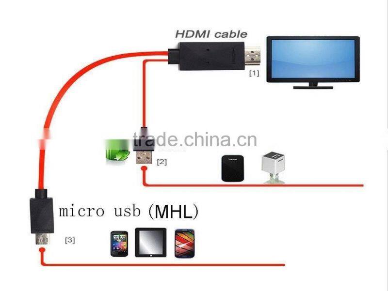 MHL Micro USB to HD MI 1080P HDTV Cable Adapter for Samsung Galaxy S5 Note3 New