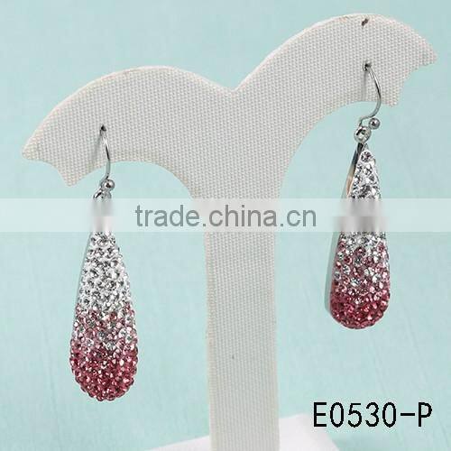 Mexican classical hot selling 3161 stainless steel pink rhinestone hanging earrings