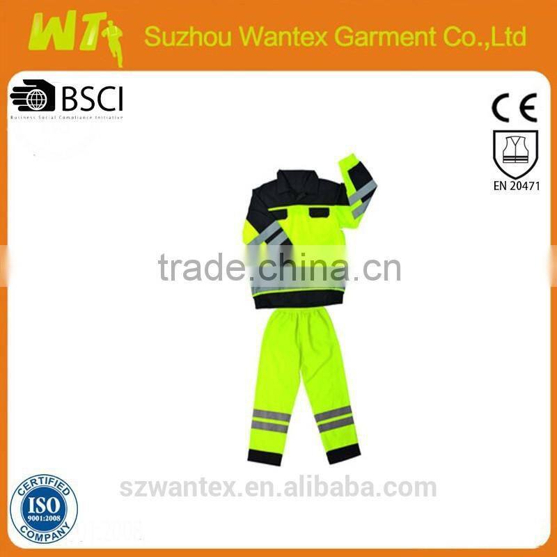 100% polyester waterproof working reflective rainwear for men