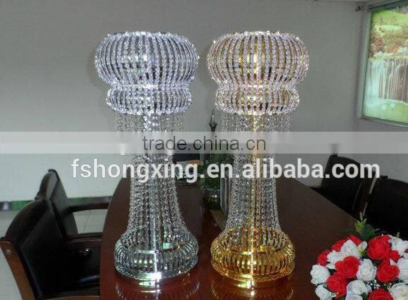 hot sale crystal gold pillar flower stand or walkway for wedding decorative wedding centerpieces