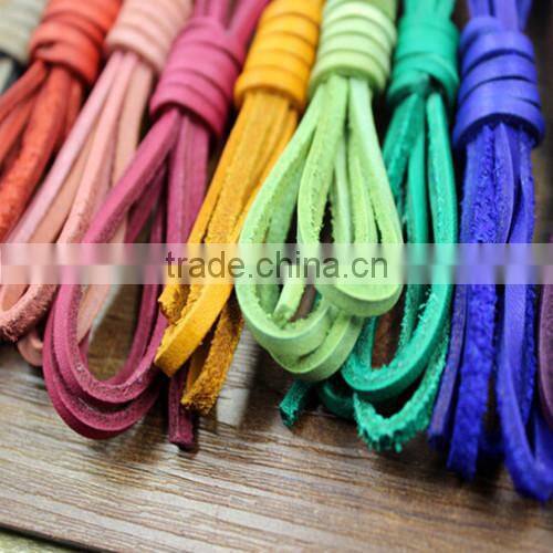 Best quality 10mm flat real leather cord for pet collar chain bracelet necklace flat leather string