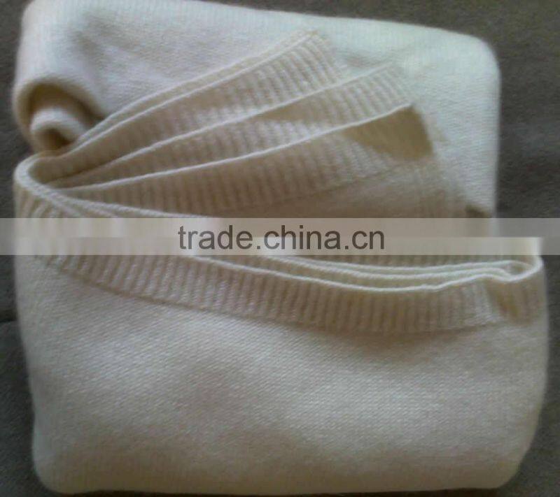 15JWS0717 7GG knitted cashmere plain blanket