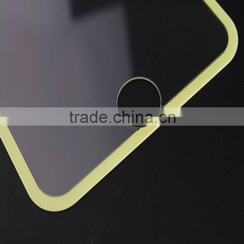 Slim Yellow Frame Decorative For Iphone 6 Screen Protector 9H Tempered Glass