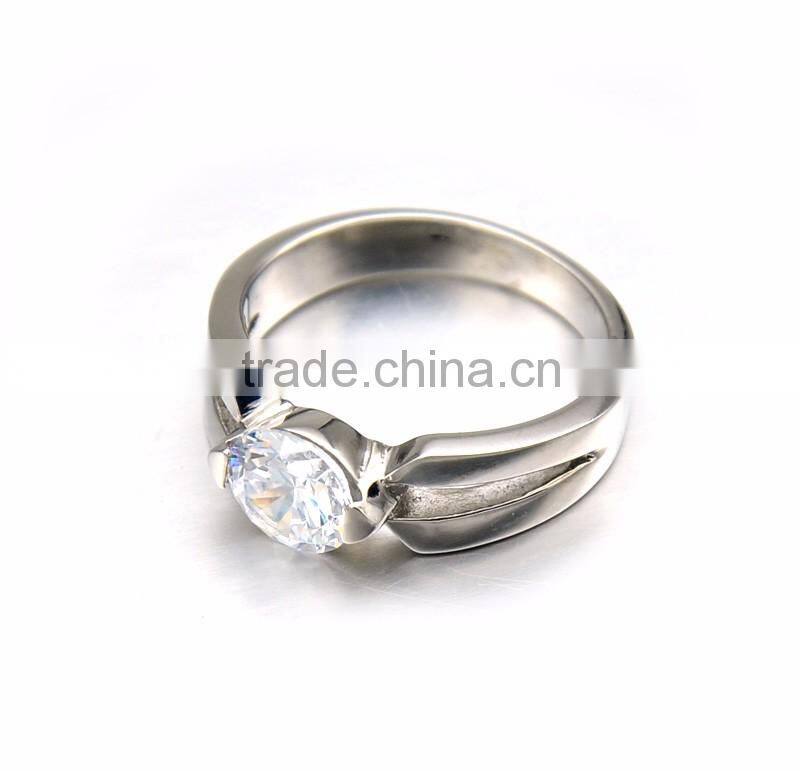 2016 Classic Women Wedding Band Jewelry Never Fade Stainless Steel Diamond Ring