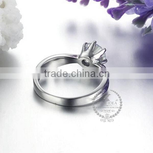 8.6MM Stainless steel prong setting zircon ring fashion couple ring wedding jewelry 6260495