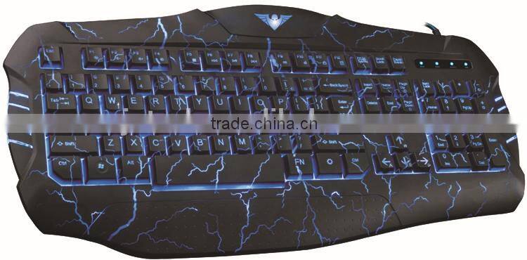 2015 the latest 3 colors LED light crack backlit professional gaming computer keyboard---JK666