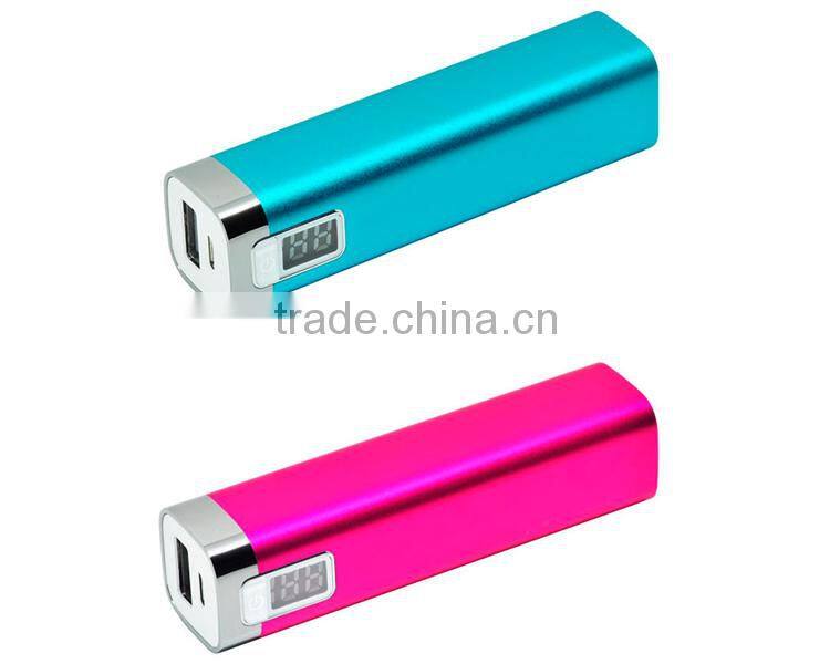 hot selling mini blue & pink lipstick power bank 2600mah with LCD screen