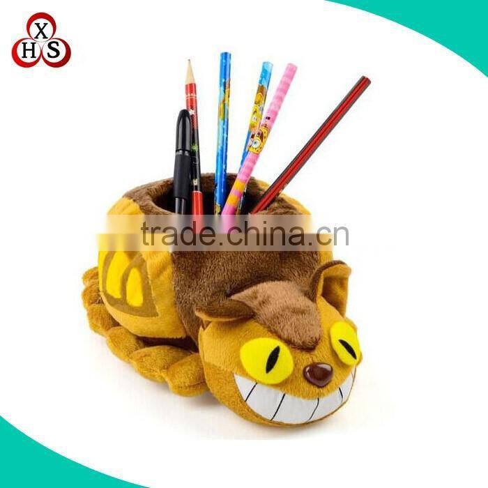 Wholesale custom bear soft plush pen holder cute animal school pen pot