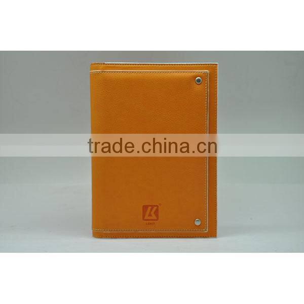 Fashion pu double wire notebook with large pocket on cover