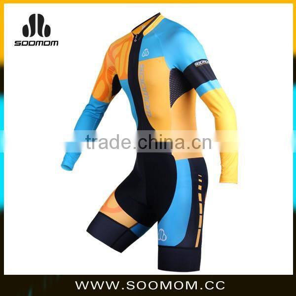 2016 New Men's super fit OEM ODM Long Sleeve pro TT suit Skinsuit Cycling Kit for club team and professional team