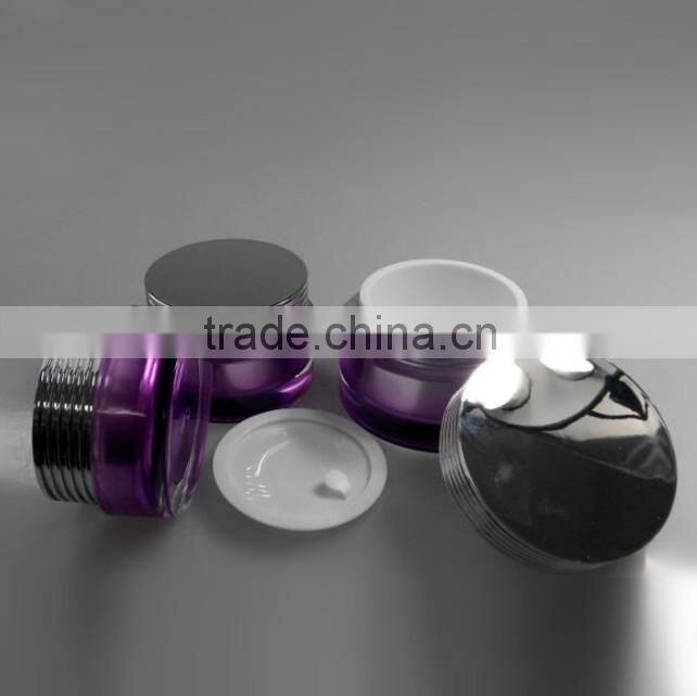 full set of cream jar and bottle in purple color for skin care products