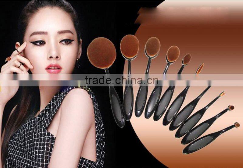 2016 New Professional 10 Pcs Soft Oval Toothbrush Design Makeup Brush Brush Makeup Cosmetics Tool Sets Foundation Brushes