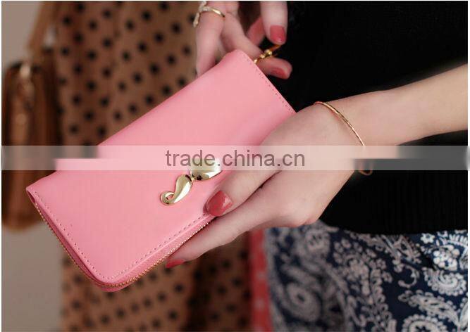 New Women's Wallets Brand High Quality Mustache Purse Clutch Wallets Lady Coin Purse Cards Holder Solid