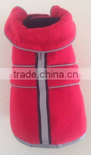 Cheap dog reversible coat reflective stripe bone fleece jacket