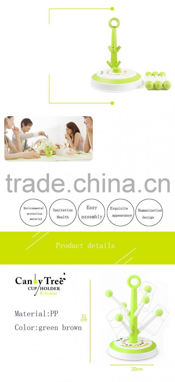 Mug Hooks Stand Tree organizer 6 pcs Racks Kitchen Cup Holder Coffee Tea Home Collection