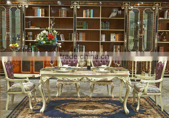 European Style Fashionable Dining Room Set, Palace Royal Wooden Round Dining Table and Chairs Set (BF01-ML022)
