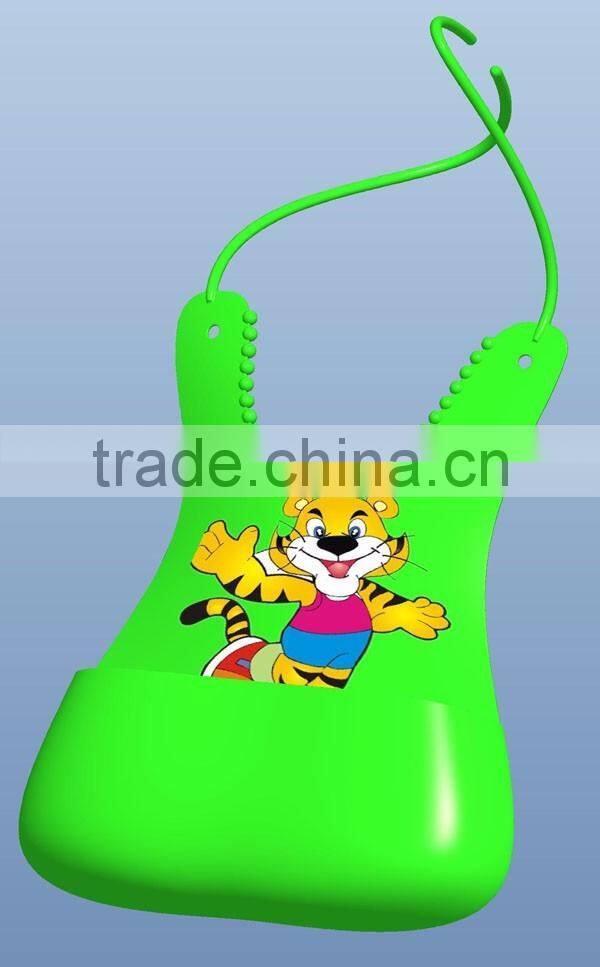 silicone baby waterproof soft bib apron pinafore feeding spill food collector holder