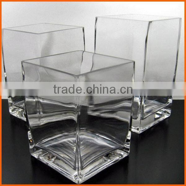 Hot sales clear square glass vase