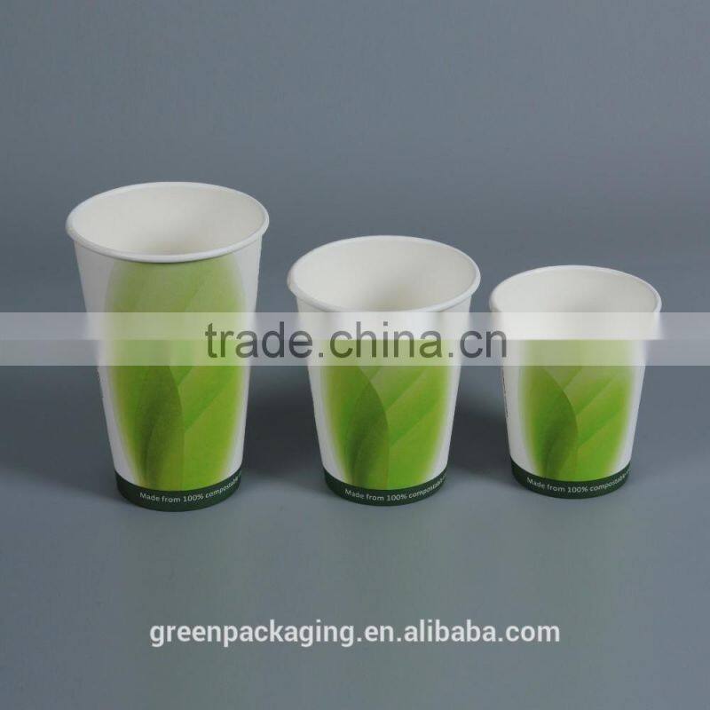 PLA lined paper cups single wall 12oz