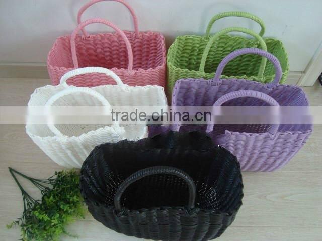 wholesale round flat plastic rattan basket plastic basket for fruit plastic bread basket