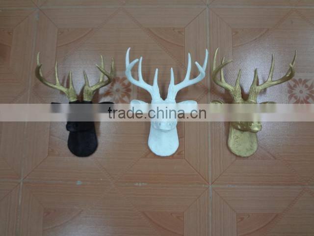 2017 home decoration white and gold table top resin deer head