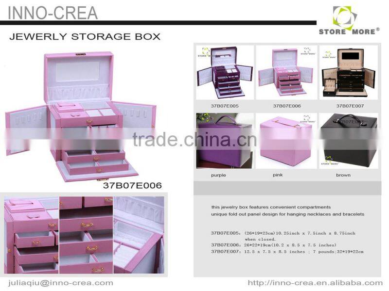 Pink luxury jewelry box/wood portable jewelry display cases