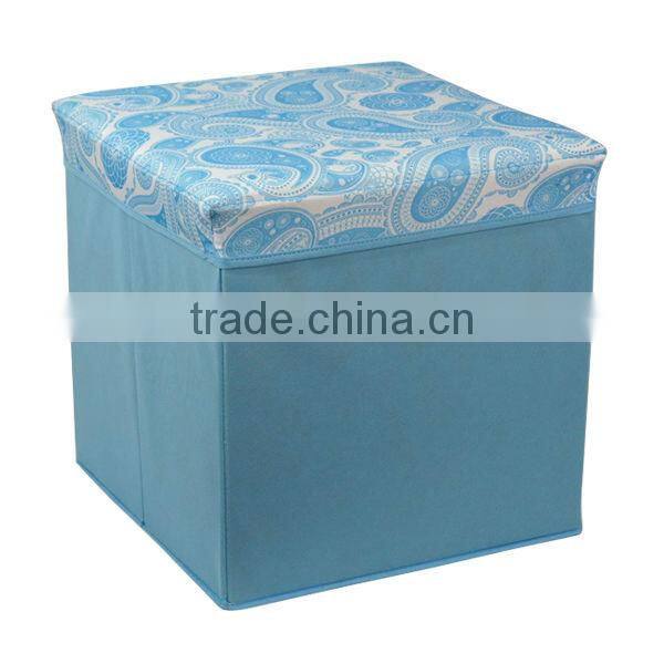 Fabric Folding Black Small Size Storage Ottoman