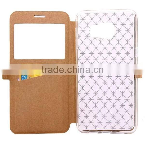 Embossing PU Leather Phone Case, Holder Stand Magnetic Flip leather Case With window For Samsung Note 7