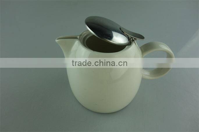 Stock glazed ceramic teapot with iron cover with cheap price