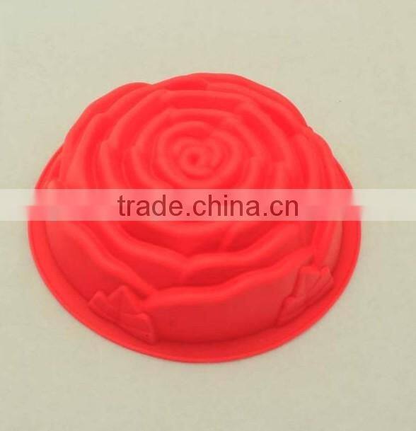 microwave silicone cake pan/large size rose shape cake mold