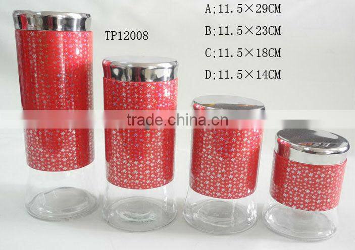 cylinder stainless steel coating wholesale glass chocolate tea coffee jars