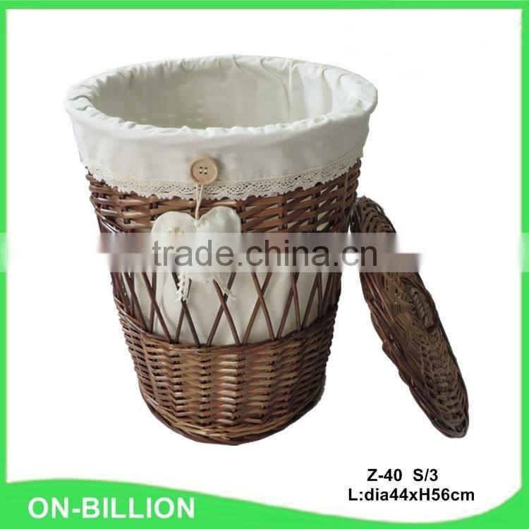 Corner custom cheap wicker laundry hamper basket set