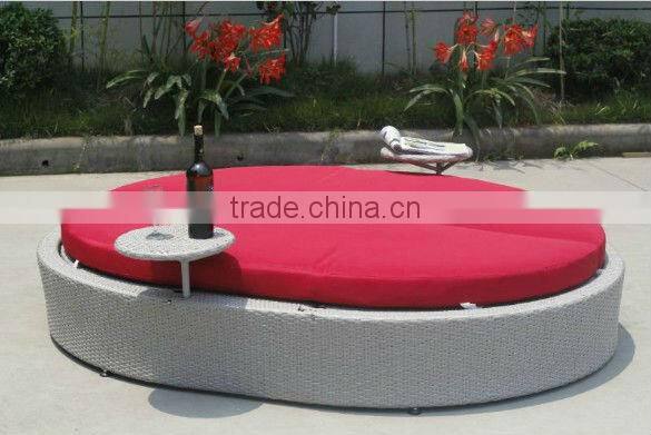 HuSen Rattan Double Rattan Double Sun Lounger Bed With Cushion Double Bed