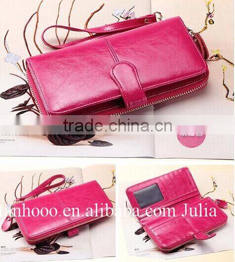 Women leather wallet/zipper ticket wallet/long purse