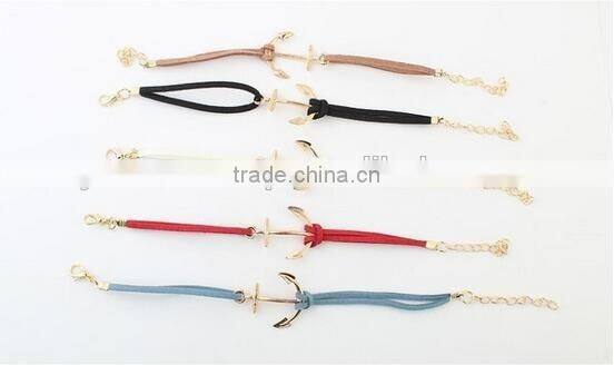 bracelet women 2017 leather bracelet anchor bracelet