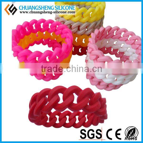 2015 Wholesale fashion twist braided silicone bracelet ,wristband China alibaba