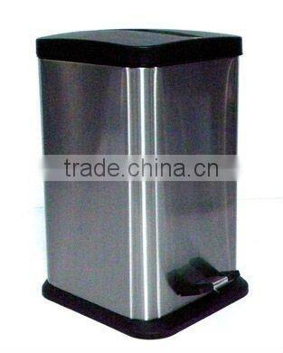 stainless steel square foot pedal trash can with PP lid