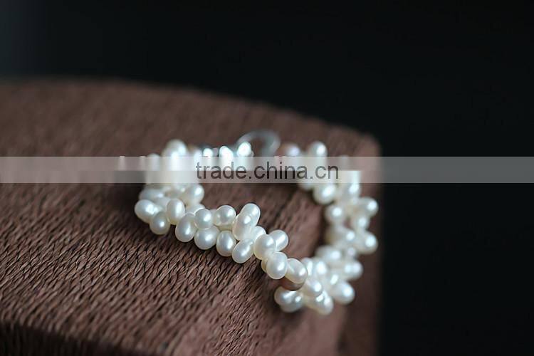 wholesale 7-8 mm white rice shape freshwater pearl bracelet