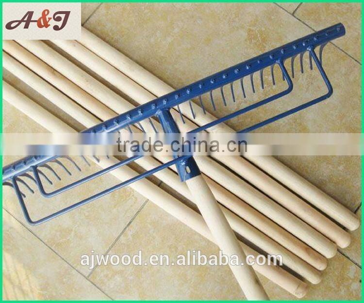 32 teeth metal rake natural wooden garden rake handle
