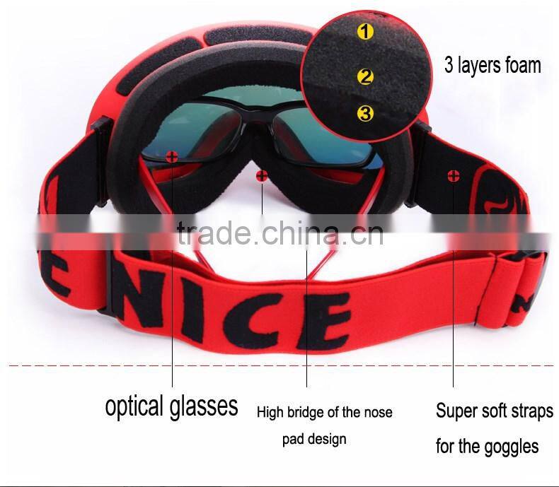 TPU frame and smoke REVO red lens ski goggle, snow goggles, snowboard goggles