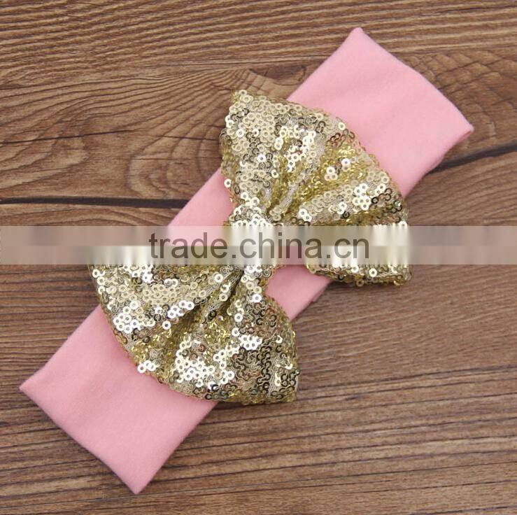 Sequin Bow Stripe Cotton knot headband baby headband wholesale