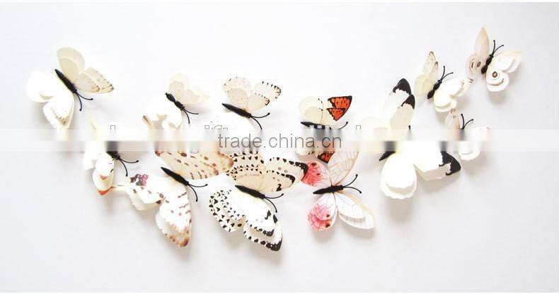 Bilayer 3D Butterfly Wall Sticker Double-deck Butterflies Decor Wall Sticker Decorative Twin-layer