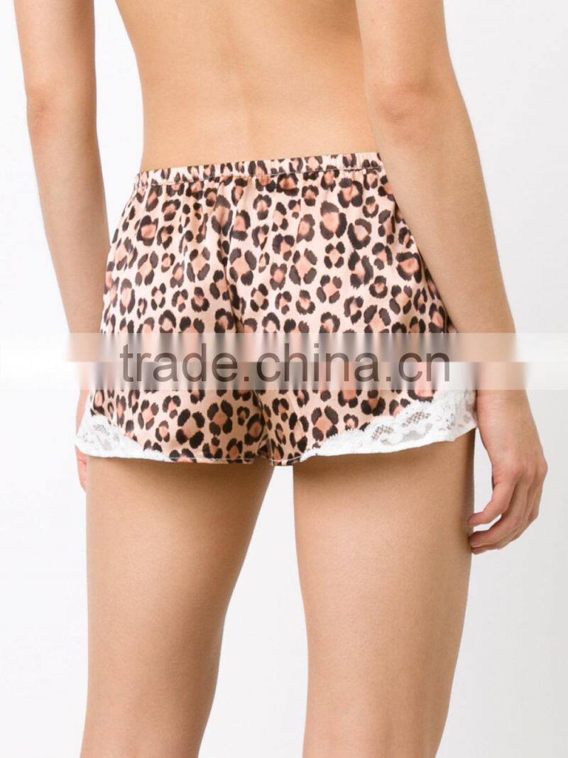 Women Fashion Leopard Print Ladies Sexy Lace Tap Shorts Pants Wholesale Custom Apparel Clothing Made in China