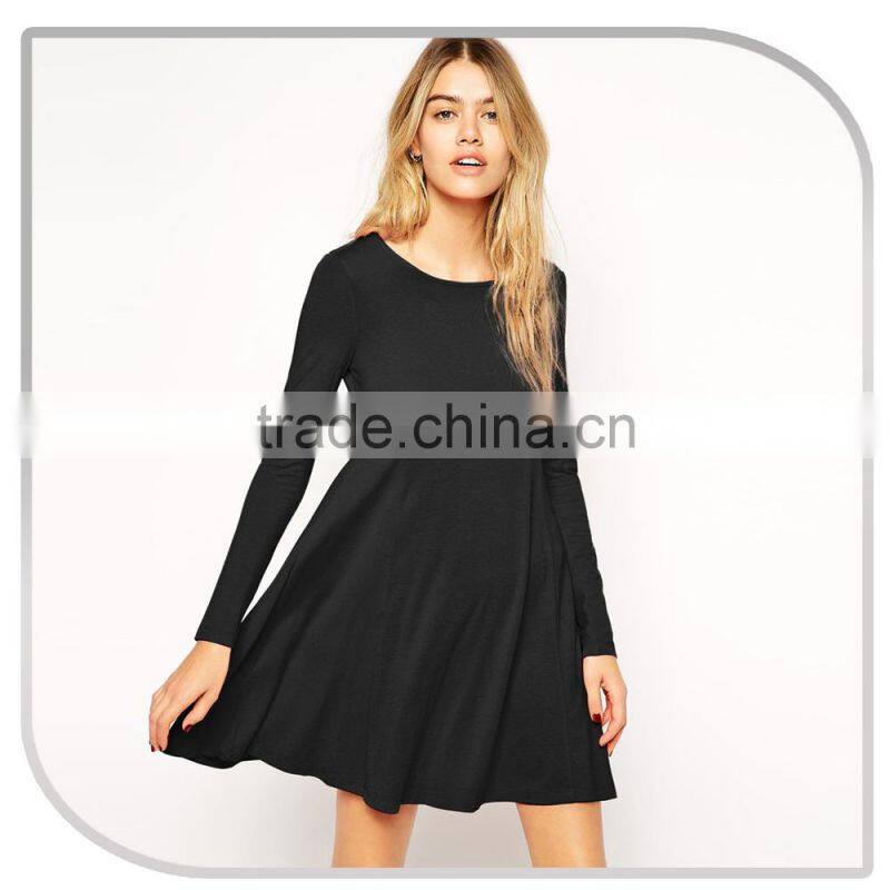 beautiful lady designer solid color long sleeve one-piece short dress women party frocks 2016