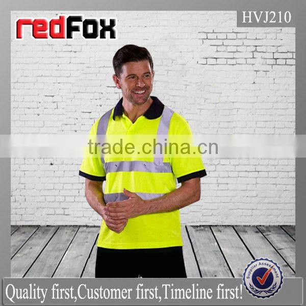 short sleeve fluorescent safety reflective hi vis shirt