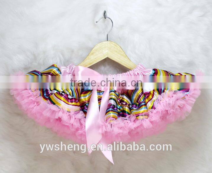 Baby Boutique brand name clothing christmas costume Satin Chevron Pettiskirt Dance Wear Skirts for Young Girls