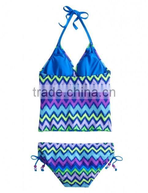 Zig zag stripe tankini swimsuit