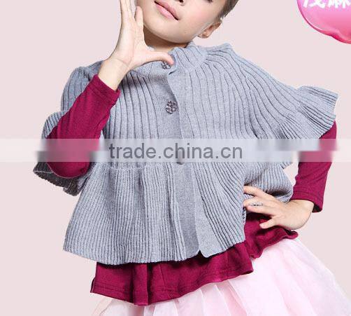 fashion design batwing sleeve hooded kids girls poncho sweater